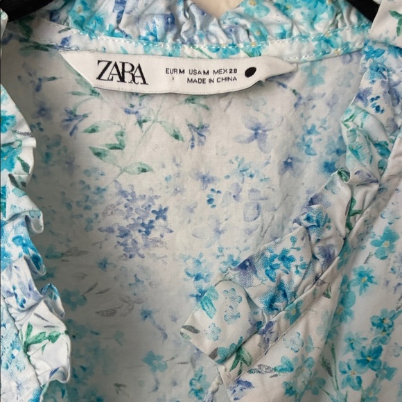 Zara Blue and White Ruffled Mini Sundress - Picture 4 of 5